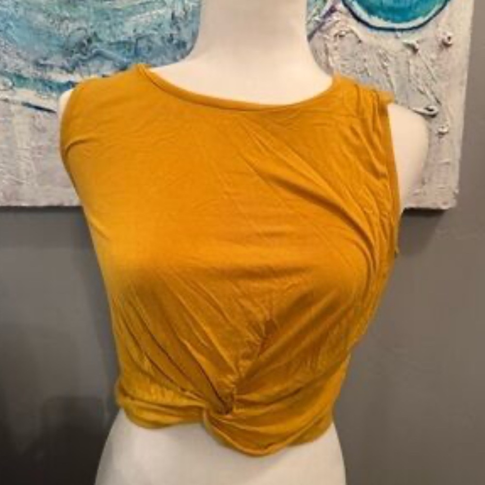 Gaze Mustard Yellow Sleeveless Crop Top